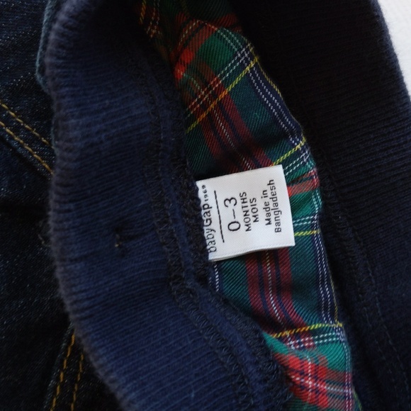 babyGap 1969 tartan plaid lined dark wash denim pull-on jeans 3 months baby - Picture 2 of 7